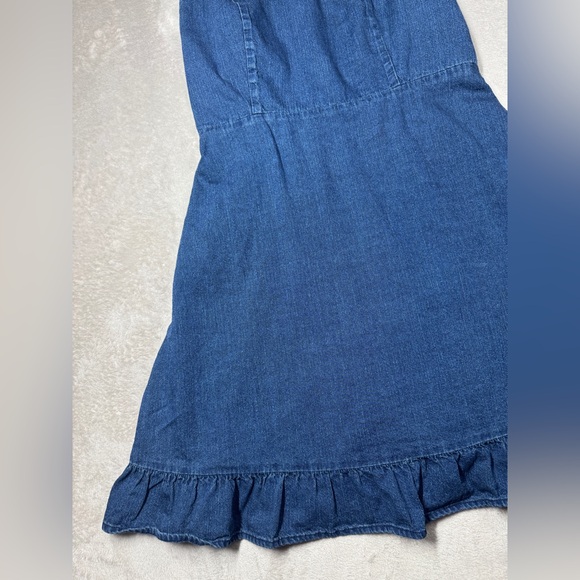 Old Navy Sleeveless Blue Jean Denim Mini Ruffle Hem 100% Cotton Dress Medium - Picture 4 of 16